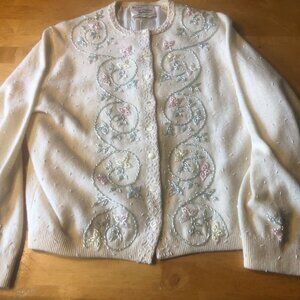 Cream Beaded Cardigan